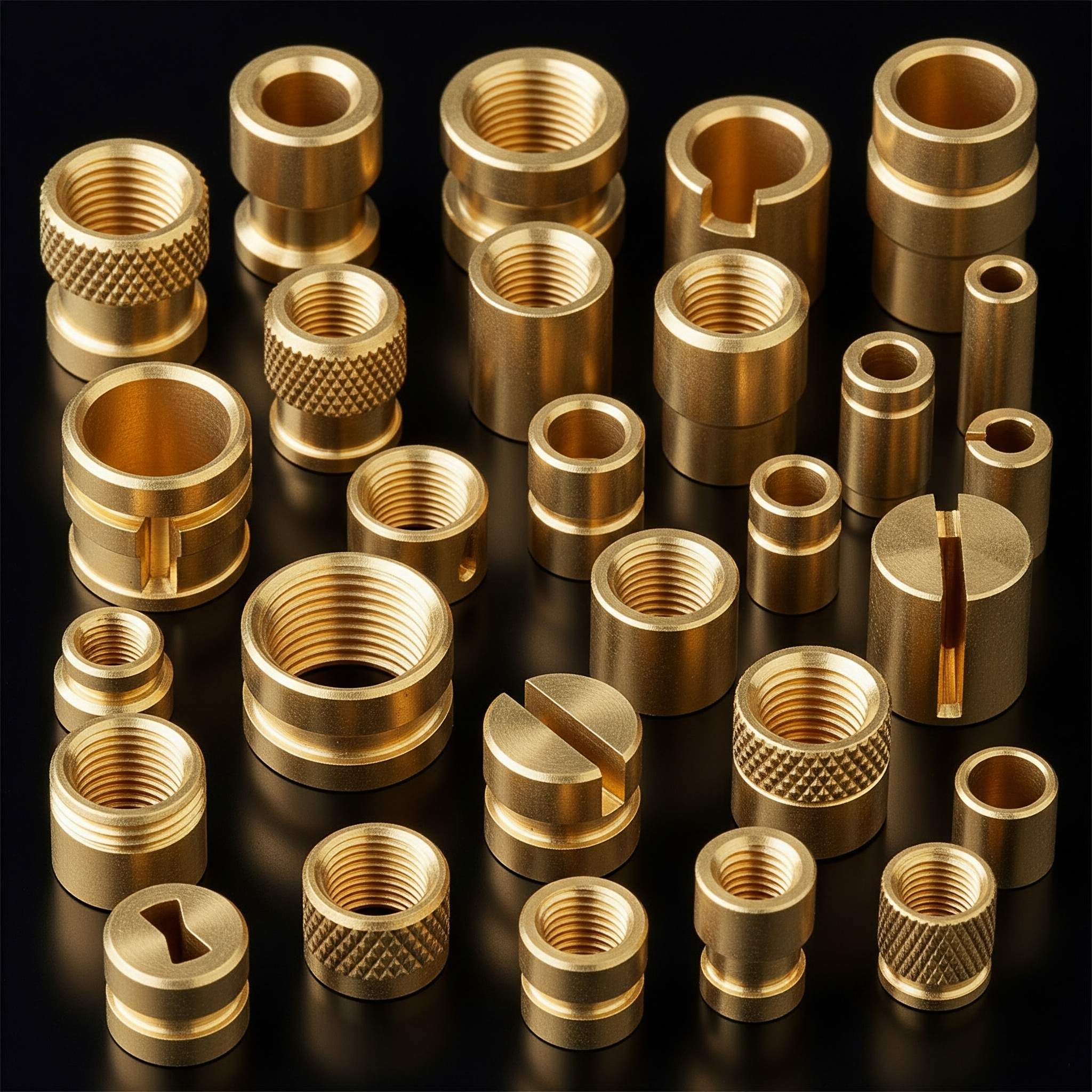 Various types of brass inserts